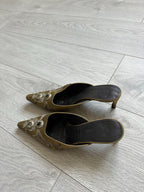 Vintage 90s Escada Women’s Brown Embroidered with Stones Made in Italy Size 37