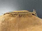 Double D Ranch Leather Jacket Brown Fringe Studded Western Medium