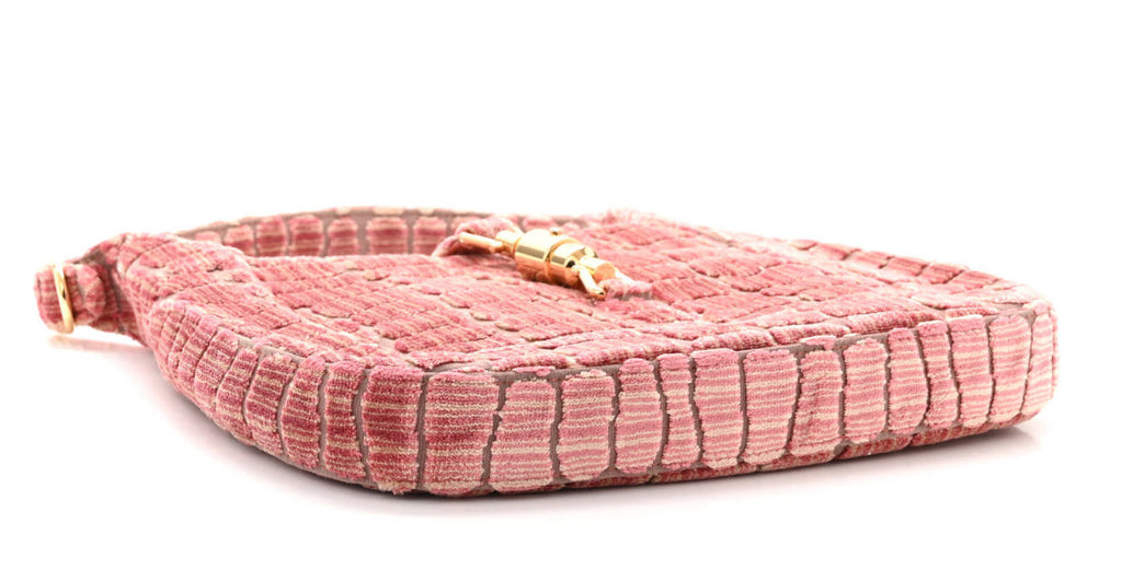 GUCCI Jackie 1961 Velvet Crocodile Jacquard in Pink & Taupe Excellent Condition