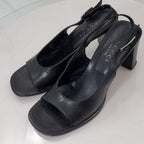 Gucci 1990s Black Leather Slingback Sandals Size 8.5