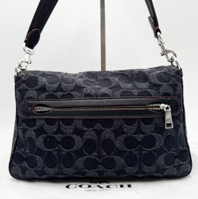 Coach Soft Tabby Shoulder Bag Denim Black 2-way C Hardware Used Authentic