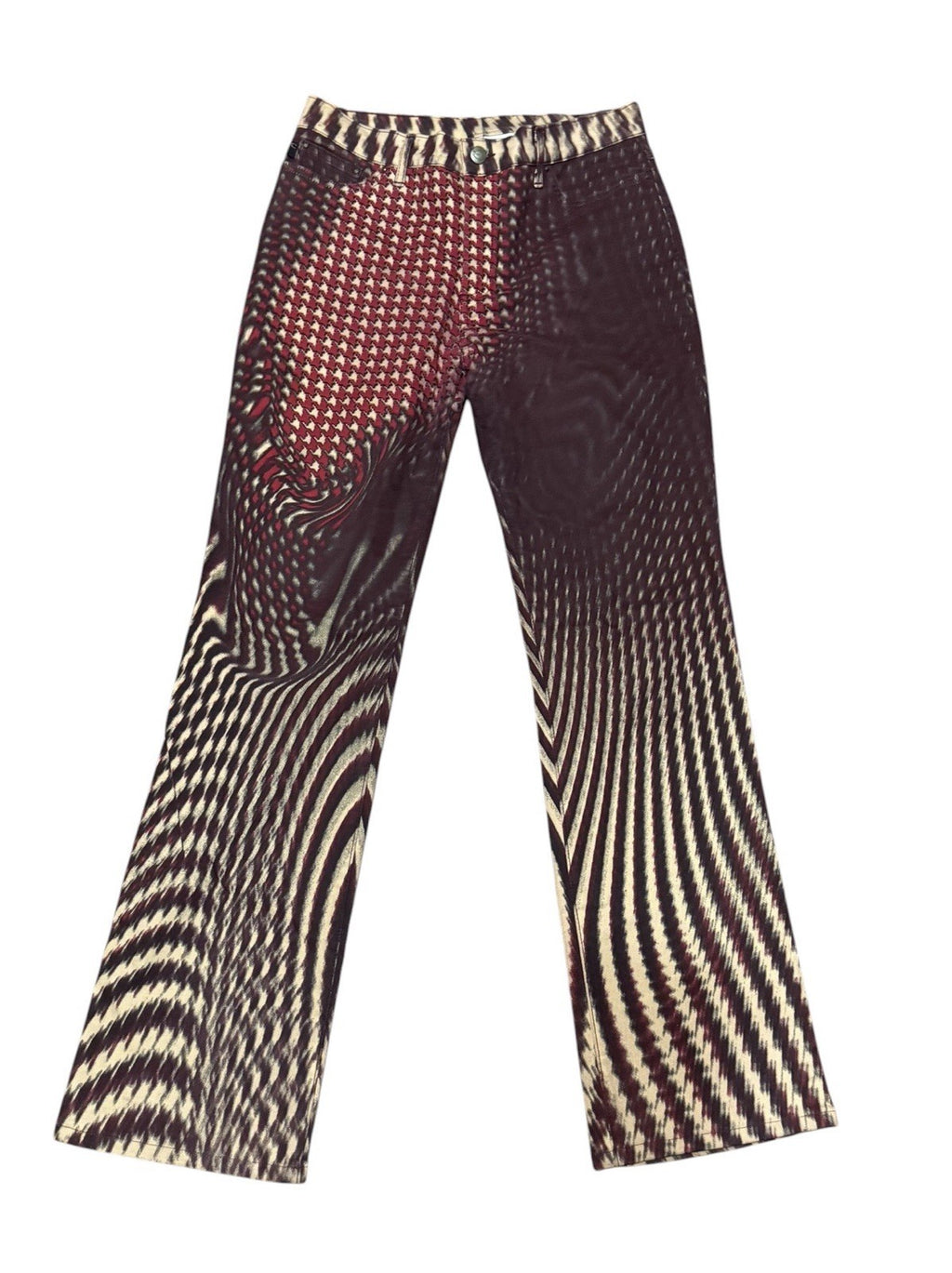 Vintage Just Cavalli Houndstooth Psychedelic Pants Illusion Brown Jeans 31