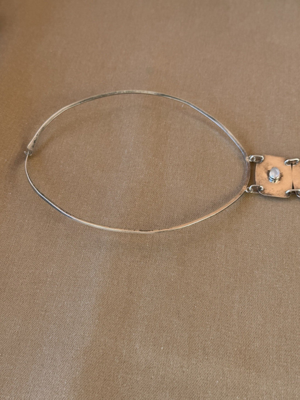 VTG Artisan Studio Modernist Sterling Silver 925 Moonstone Choker Necklace