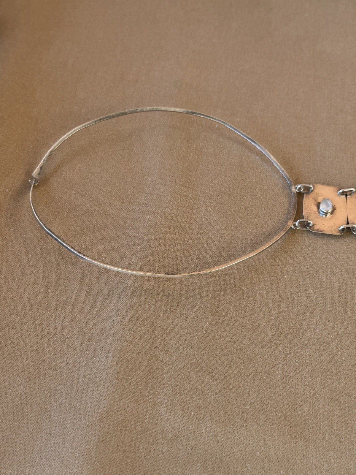 VTG Artisan Studio Modernist Sterling Silver 925 Moonstone Choker Necklace