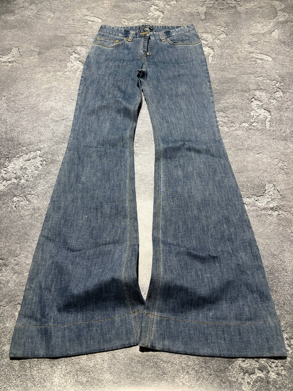 Vintage Dolce & Gabbana Blue Flare Jeans Y2K Denim Bell Bottoms Made Italy Sz 40