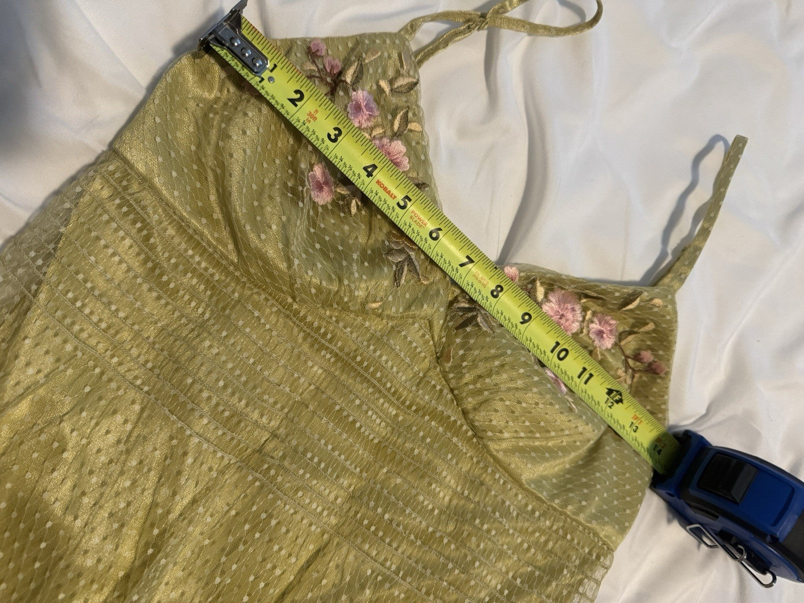 Sue Wong Size 4 Green Embroidered Floral Mesh Cocktail Dress