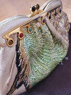 Judith Leiber Gold Floral Embroidered Crystal Beaded Clutch w/ Dust Bag & Comb