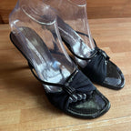 Vintage Donald J. Pliner Black Mesh Bow Kitten Heels