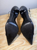 Gucci Vintage GG Canvas Horsebit Ankle Strap Pumps Black US 7B