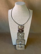 VTG Artisan Studio Modernist Sterling Silver 925 Moonstone Choker Necklace