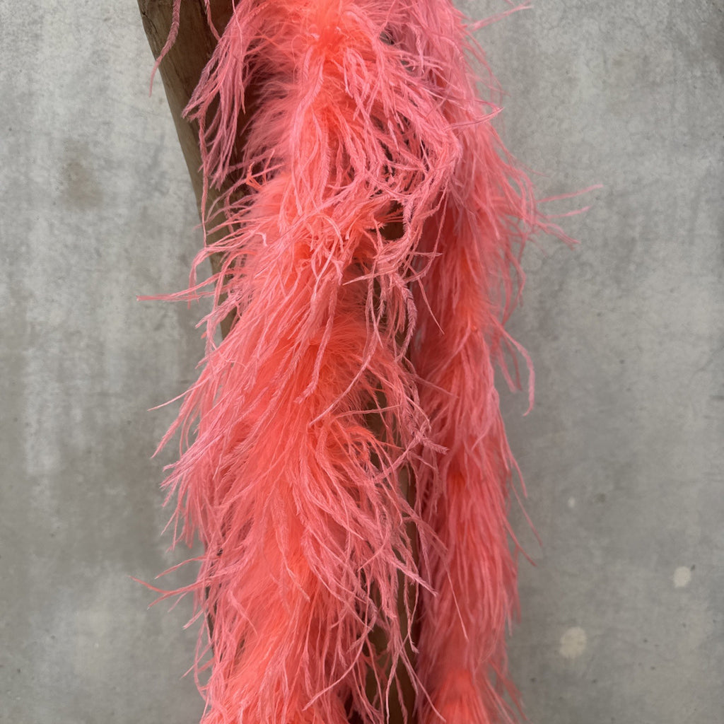 Vintage 1930s Pink Ostrich Feather Boa Scarf Shawl Old Hollywood Dress Accent