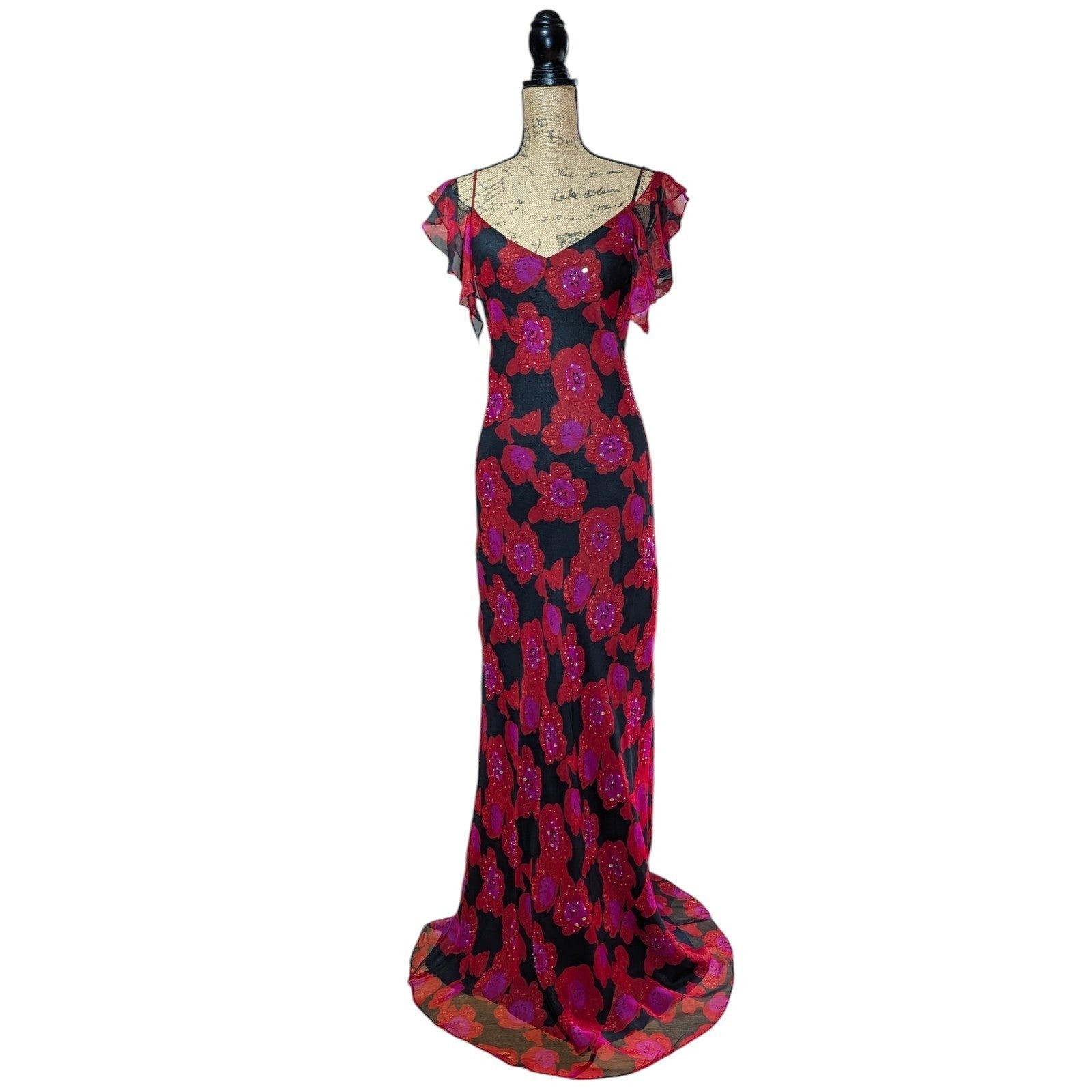 100% Silk Beaded Floral Dress