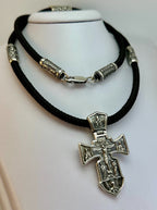 Chic Original Vintage Sterling Silver 925 Silk Necklace & Cross 60 cm, 55,09 g.