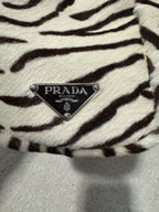 Prada Vintage Zebra Pony Hair Tote Bag Brown Ivory Leather Handbag Italy Rare