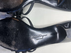 Salvatore Ferragamo Vara Kitten Black Patent Leather Bow Shoes Size 6.5