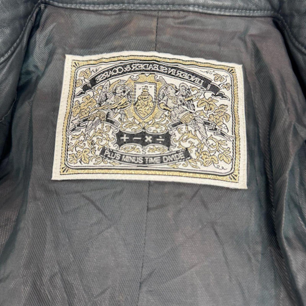 Vintage Black Gold Embellished Leather and Shearling Statement Jacket