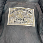 Vintage Black Gold Embellished Leather and Shearling Statement Jacket