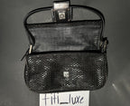 FENDI Baguette Black Woven Zucca Monogram Shoulder Bag