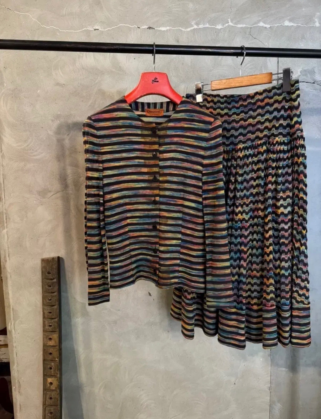 Missoni Vintage Two Piece Cardigan and Skirt Set Orange Label Women's Large