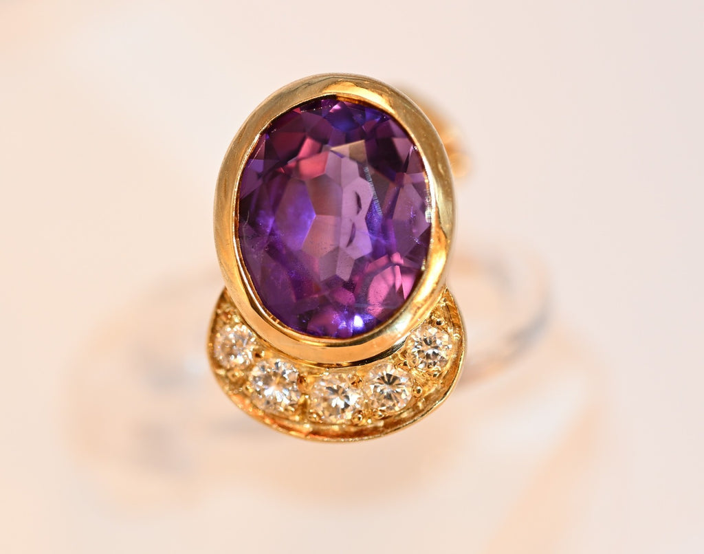 18k Gold vintage earrings Diamonds, Amethyst, Stunning, impressive, w/ appraisal