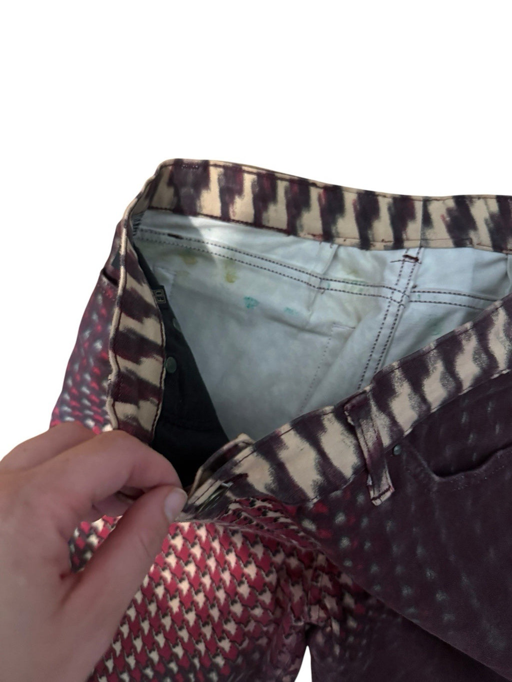 Vintage Just Cavalli Houndstooth Psychedelic Pants Illusion Brown Jeans 31