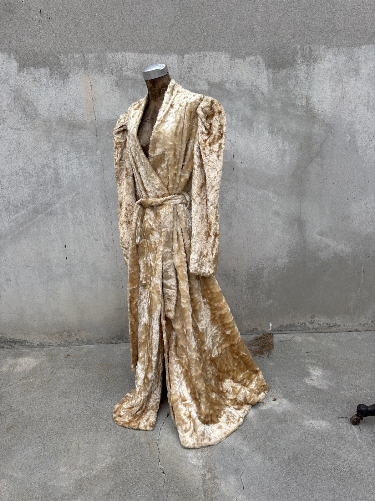 Vintage 1930s Fuzzy Plush Teddy Bear Dressing Gown Robe Coat Art Deco Dress
