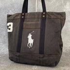 Rare Vintage Polo Ralph Lauren Large Pony Tote Navy black Canvas