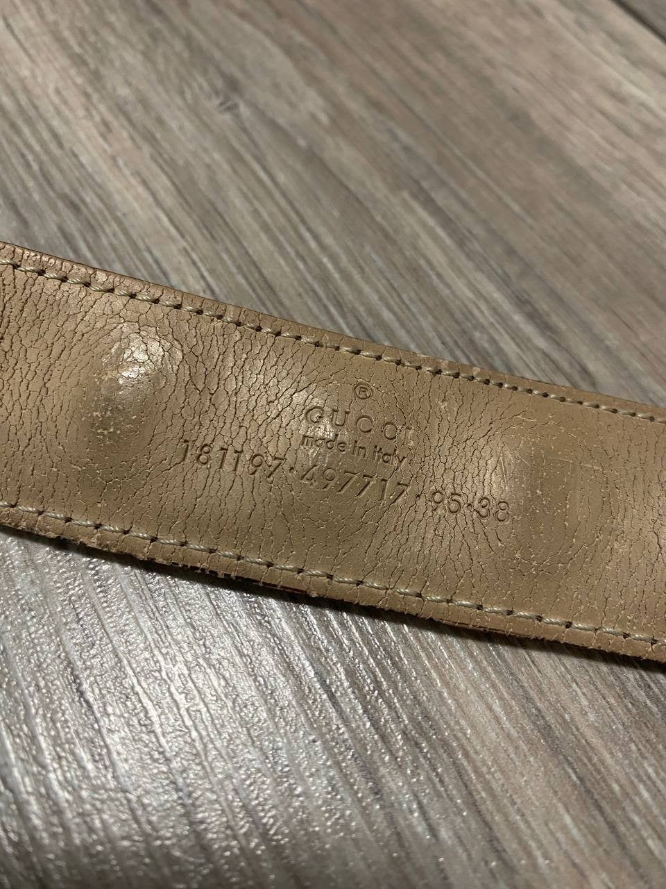 Vintage Gucci Belt Crest Patent Leather Monogram Brown Y2K Rare