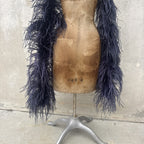 Vintage 1930s Navy Ostrich Feather Boa Scarf Shawl Old Hollywood Dress Accent