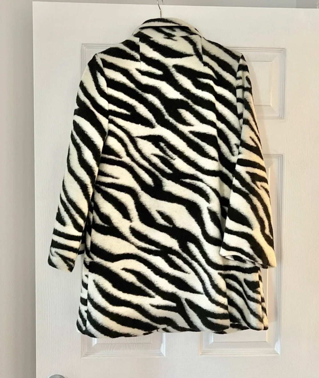 Zebra Pattern Wool Coat in Size S
