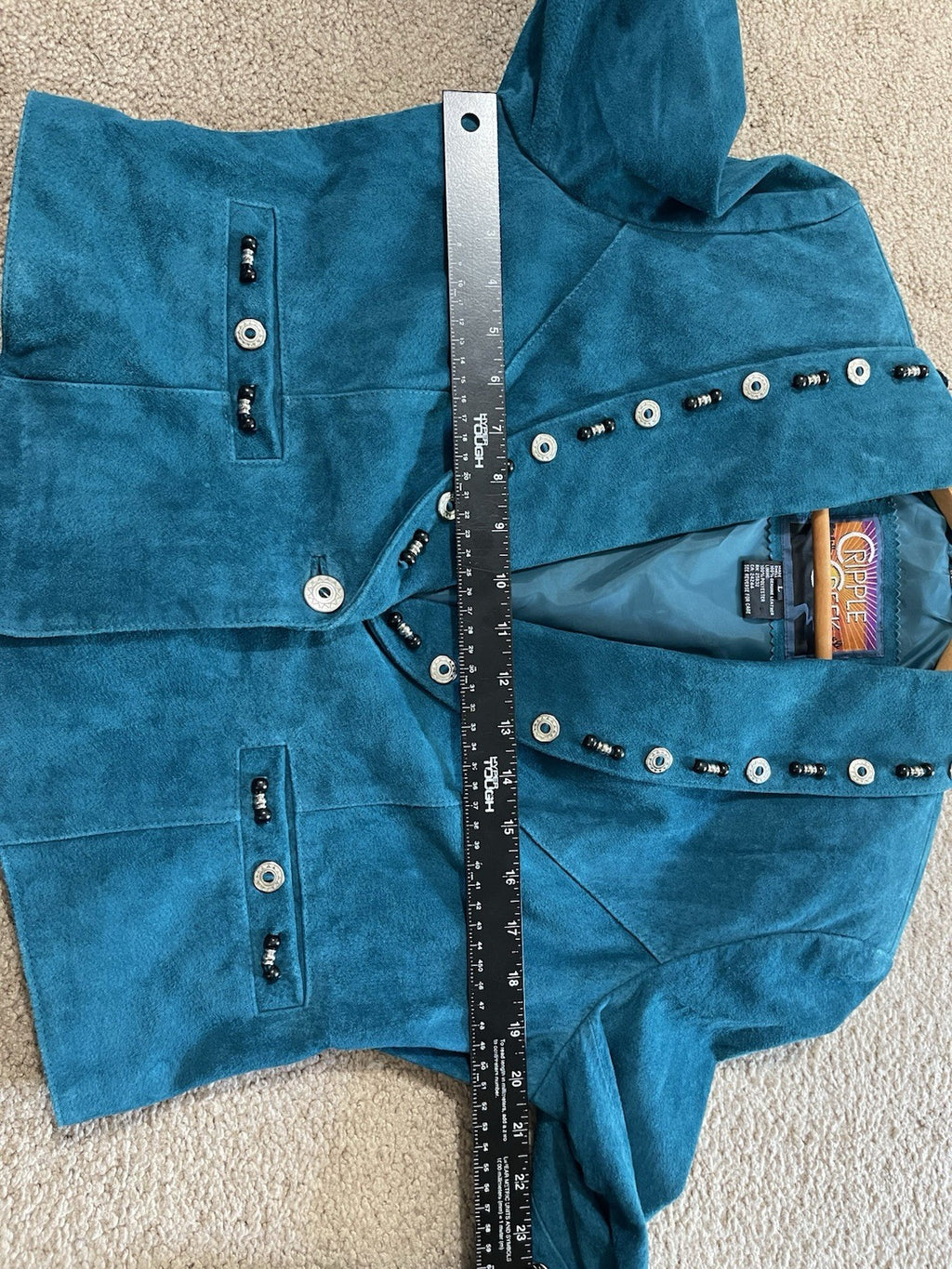 Cripple Creek Suede Leather Jacket Teal Large