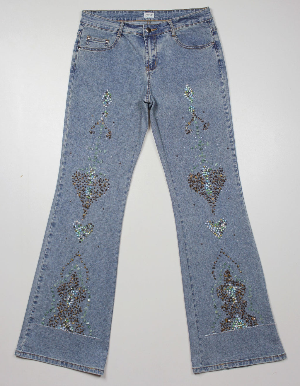 Cache Y2K Embellished Flared Denim Jeans Size 8