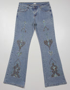 Cache Y2K Embellished Flared Denim Jeans Size 8