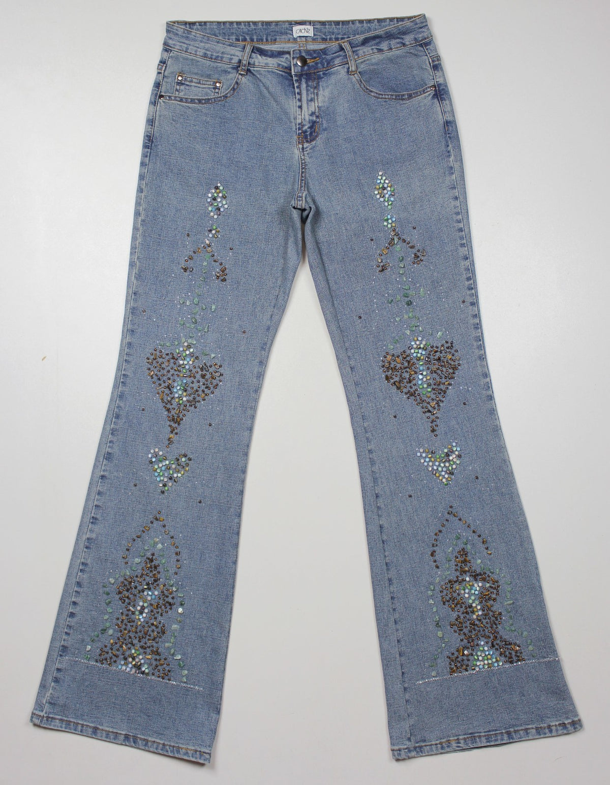 Cache Y2K Embellished Flared Denim Jeans Size 8