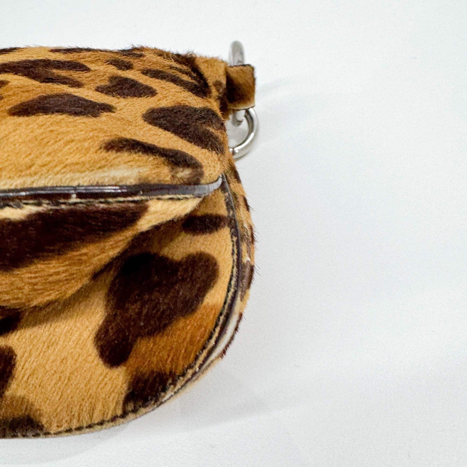 PRADA Brown Leopard Print Pony Hair Shoulder Bag