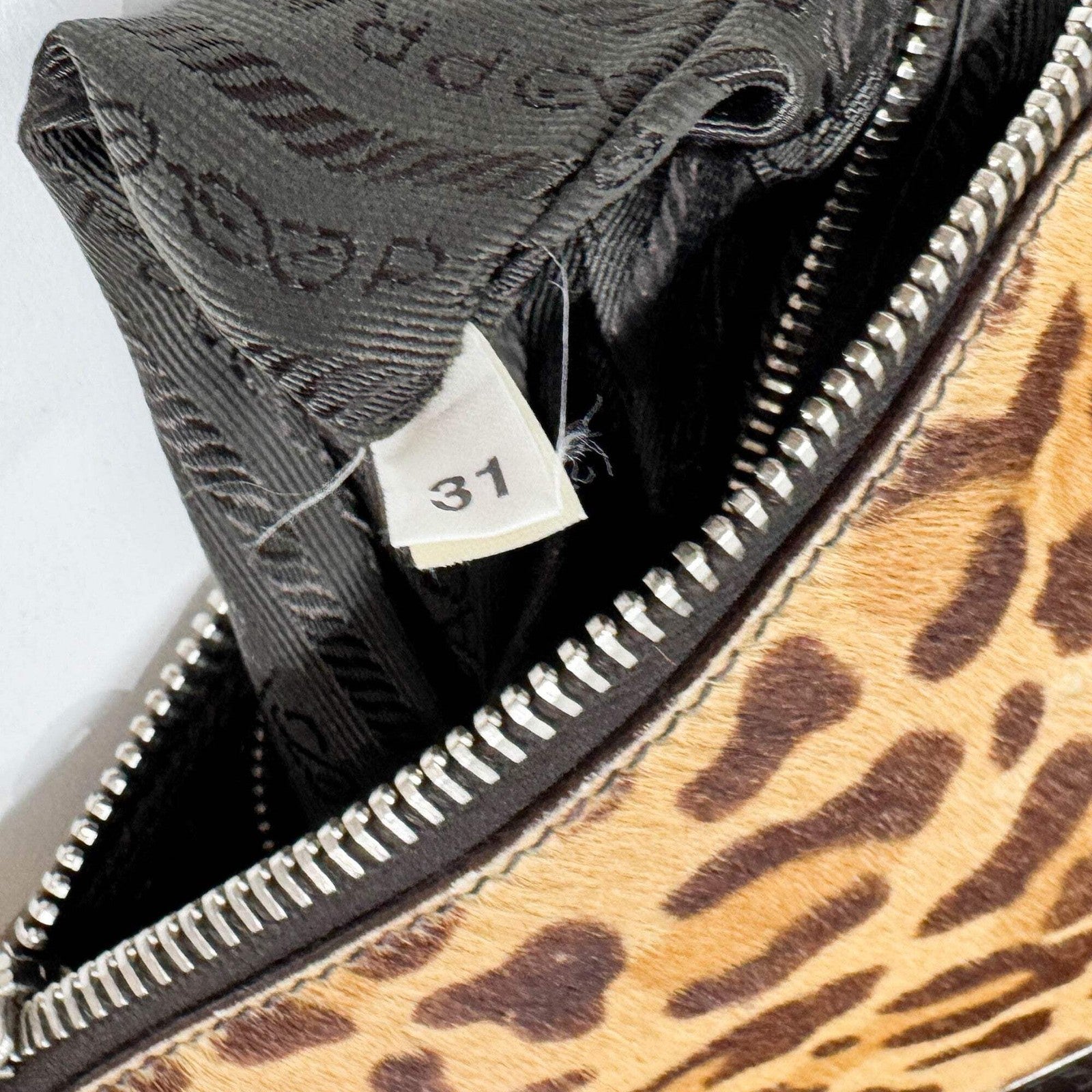 PRADA Brown Leopard Print Pony Hair Shoulder Bag
