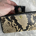 Vintage Handmade Python Skin Clutch Check Wallet With Pen Holder