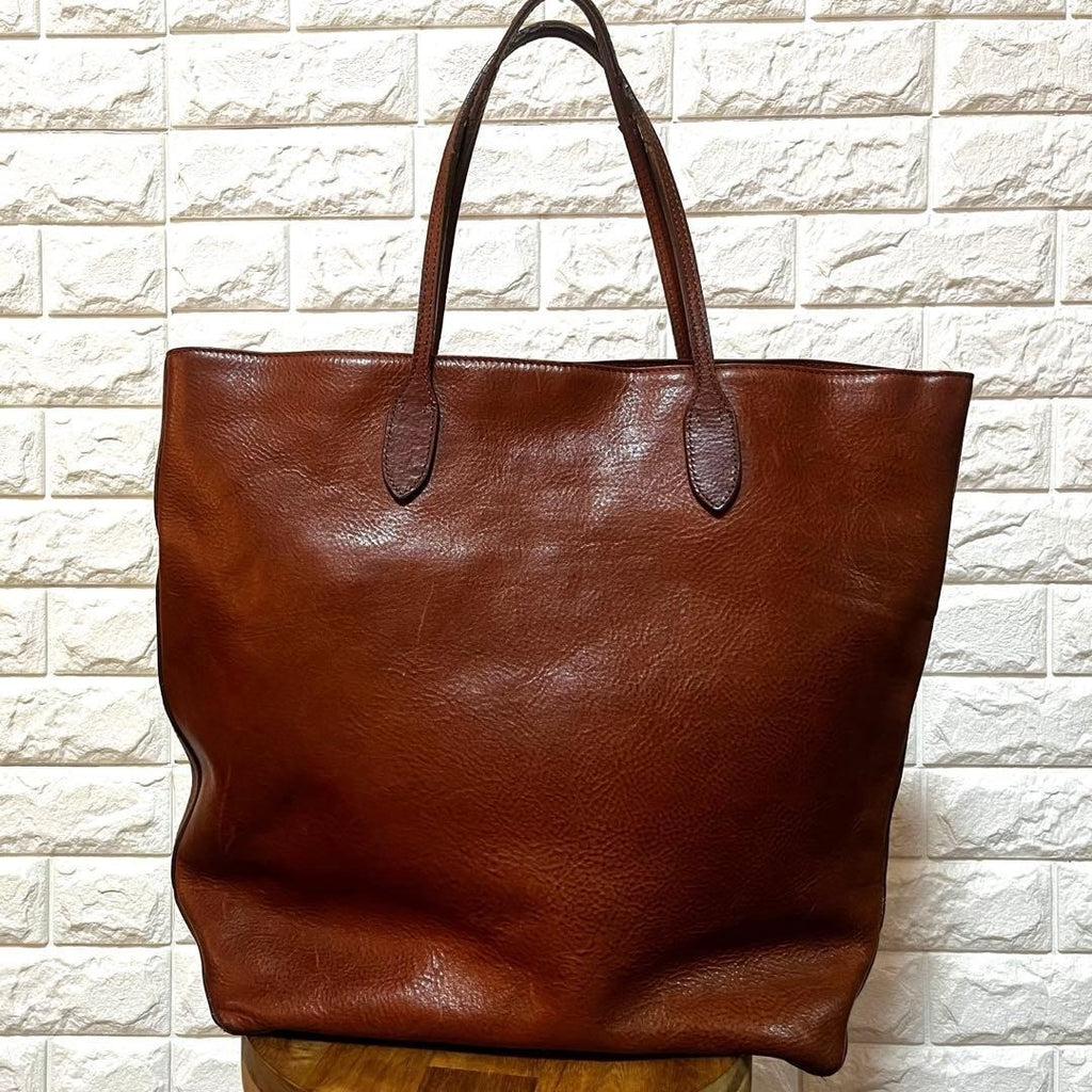 Polo Ralph Lauren Vintage Big Pony Embossed Leather Tote Bag Brown Large