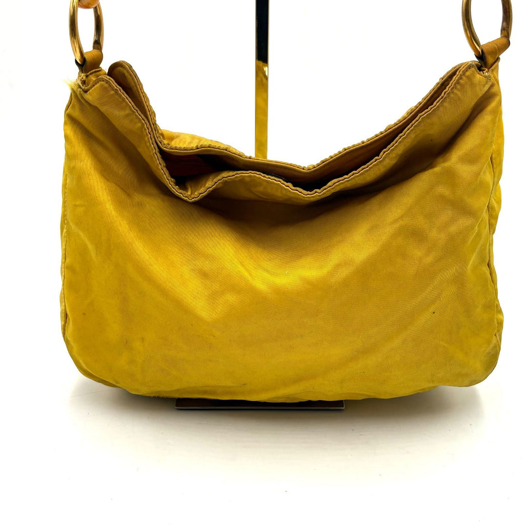 Vintage Christian Dior Yellow Nylon Shoulder Bag - Made in Italy
