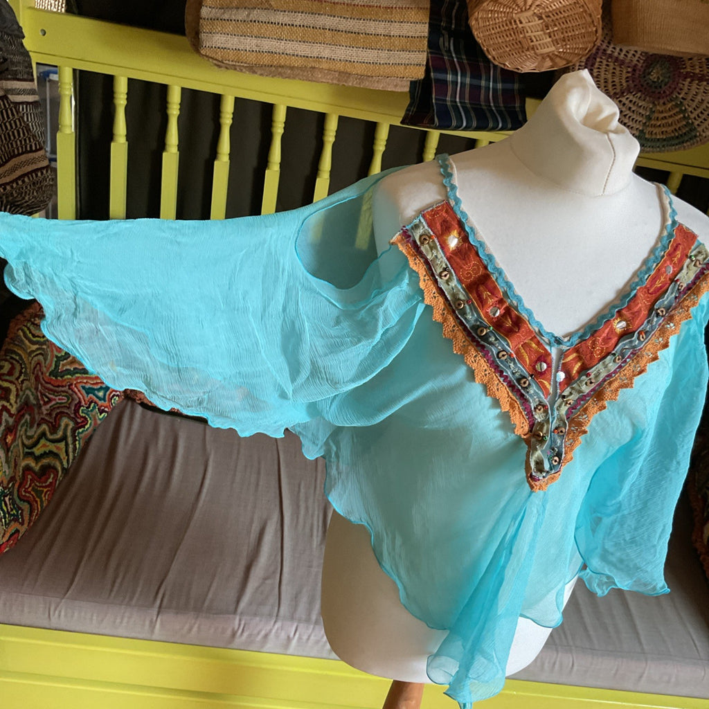 LM Lulu Paris Boho Beaded Silk Cami Top Size M
