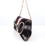 GUCCI GG Velvet Horsebit Gold Chain Shoulder Bag 131471 205118 Auth #57544A