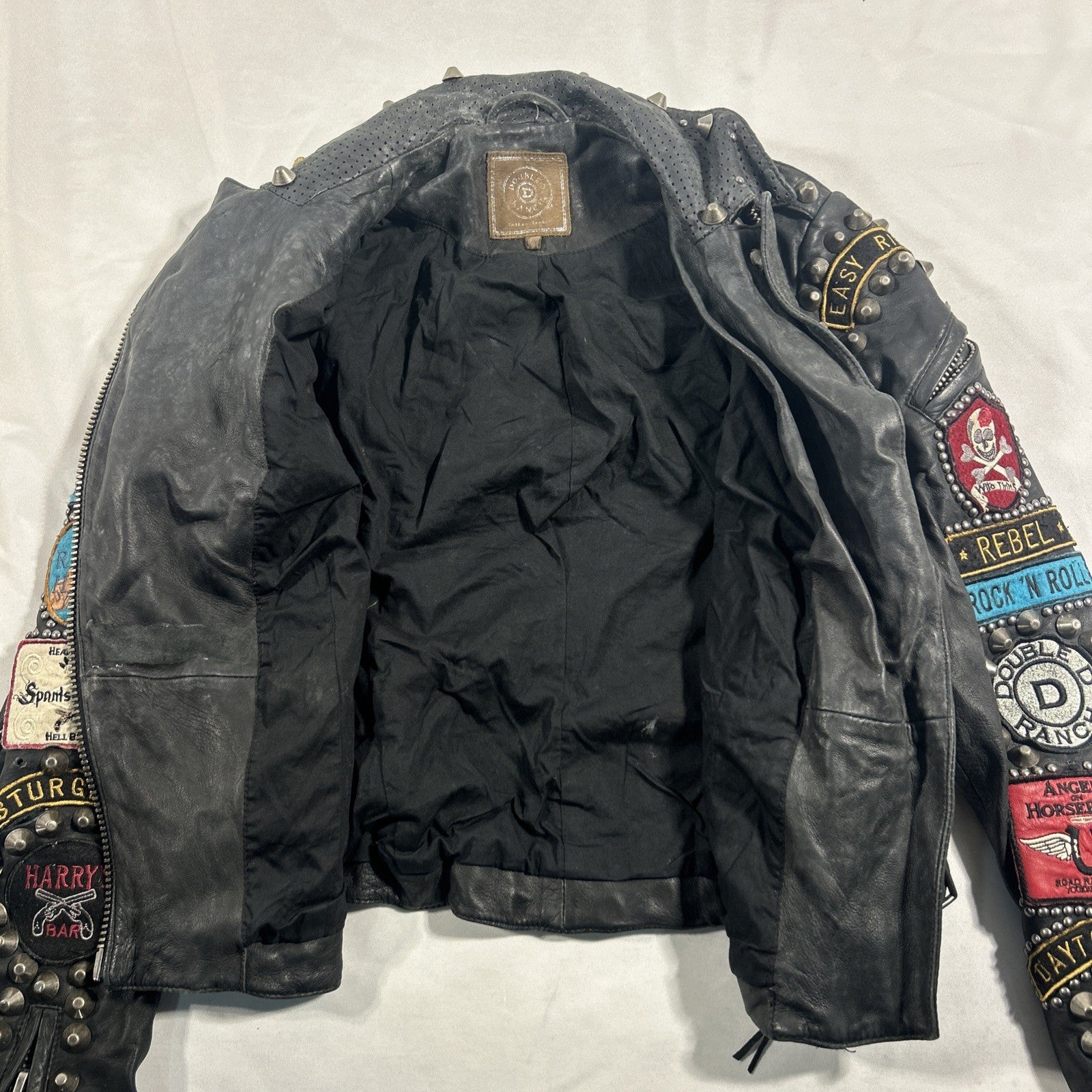 Double D Ranch Angels on Horseback Biker Jacket Black Leather Medium