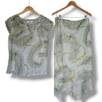Vintage Y2K Sage Green Tiered Two Piece Skirt Set Size 14