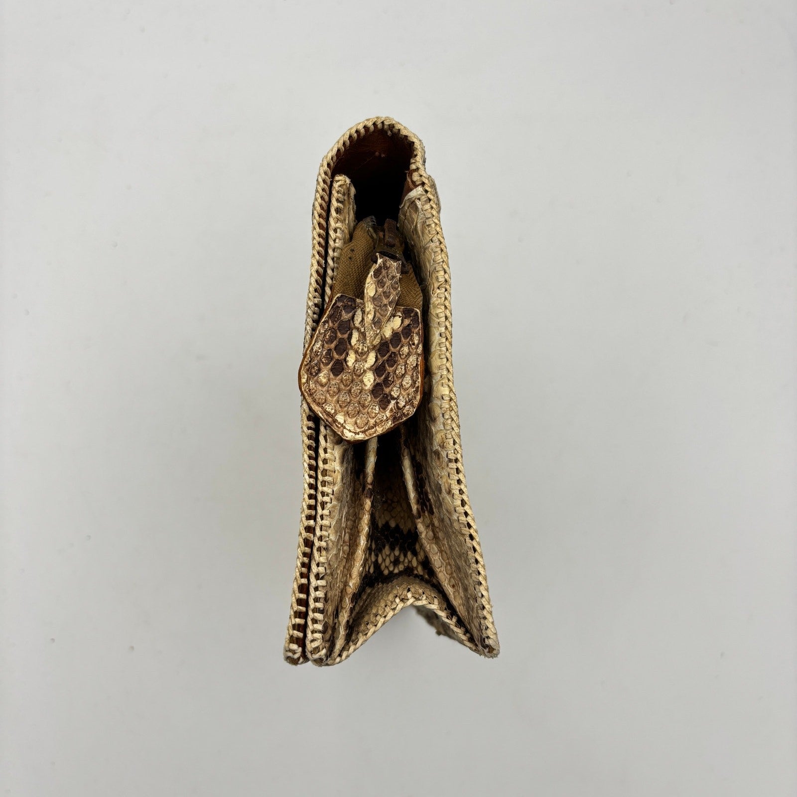 Vintage 1940s Genuine Python Snakeskin Clutch Purse Talon Hand Bag Exotic