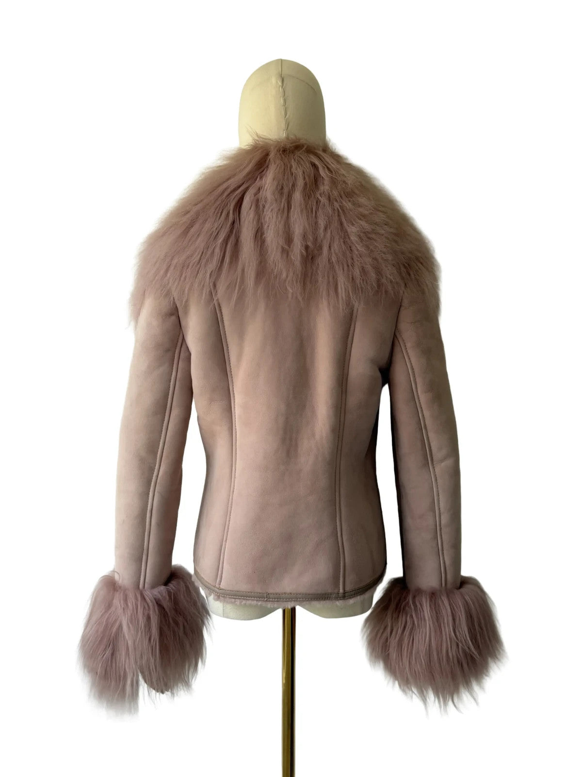 Vintage Sheepskin Shearling Leather Jacket Fur Trim Women's Size Small