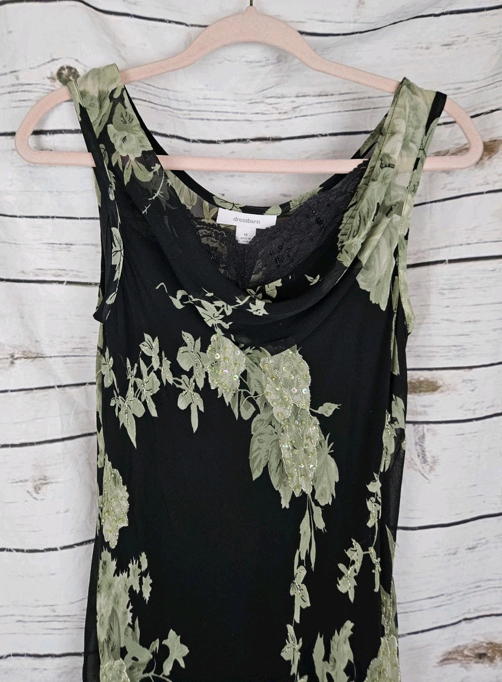 Vintage Bias Floral Beaded Overlay Slip Dress