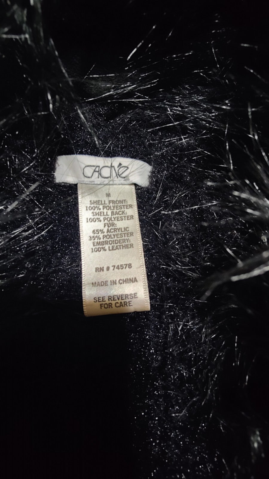 Caché Black Faux Fur Trim Leather Jacket Medium