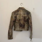 Roberto Cavalli 2003 Printed Denim Jacket and Jeans Set Distressed Floral