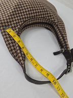 Lauren Ralph Lauren Brown Houndstooth Wool Blend Shoulder Bag Y2K