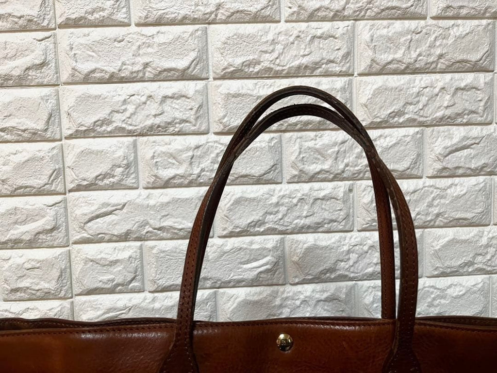 Polo Ralph Lauren Vintage Big Pony Embossed Leather Tote Bag Brown Large